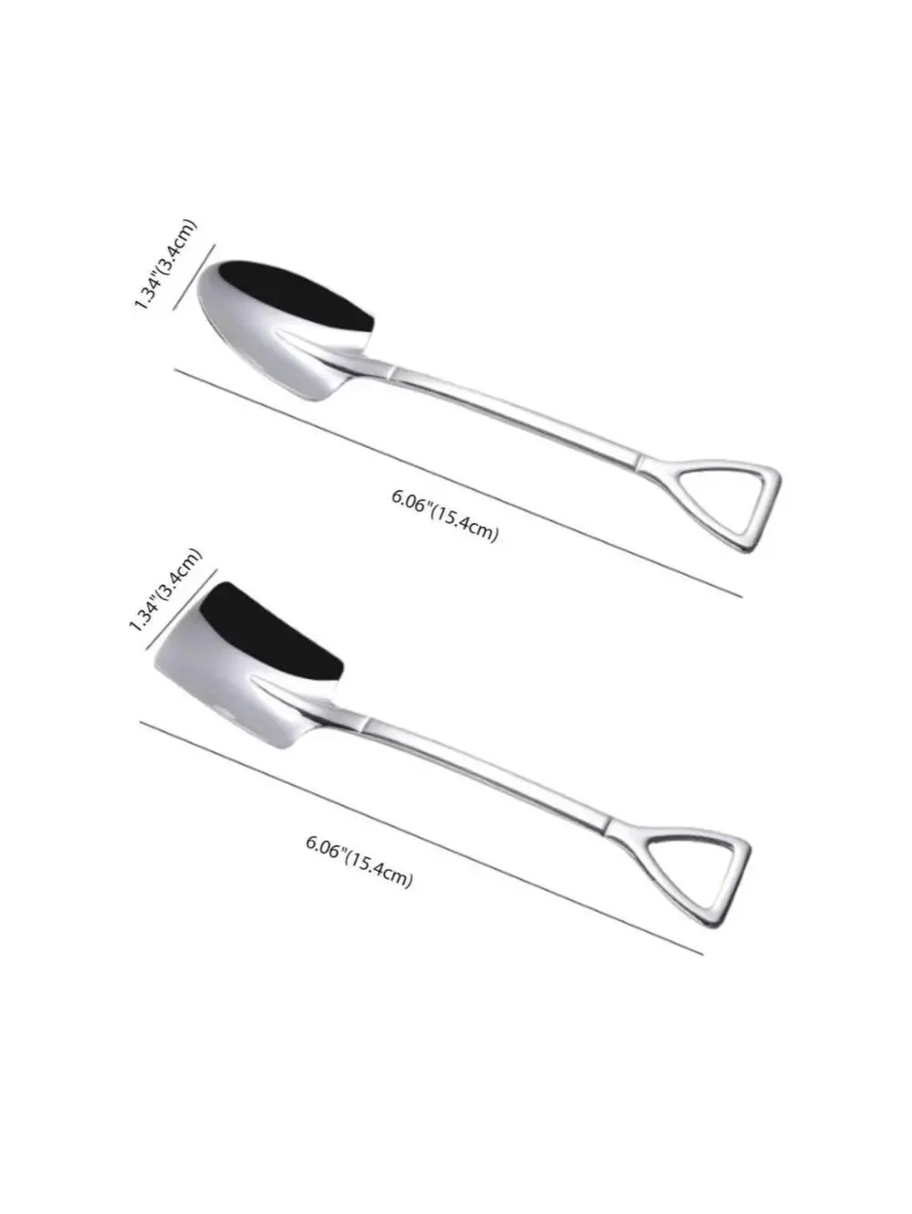 4-Piece Mini Shovel Spoons Set, Silver Stainless Steel Dessert Serving Utensils